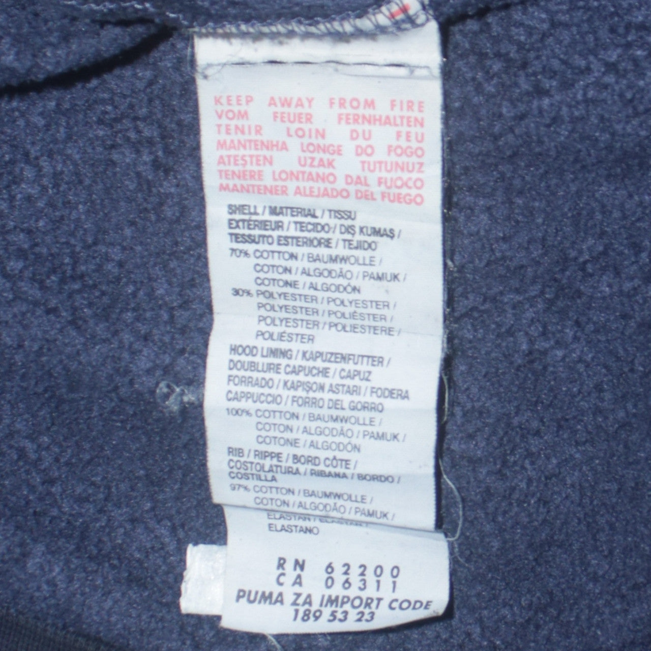 Mens UK Size S PUMA Blue Full Zip Hoodie