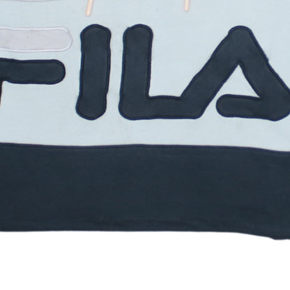 Fila Womens Blue Colourblock Cropped Pullover Hoodie Size M