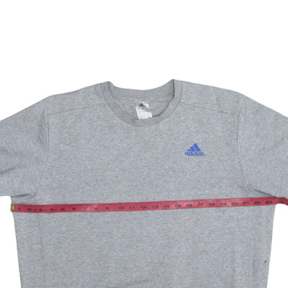 Adidas Men's Grey Logo Crew Neck Pullover Sweatshirt Size L
