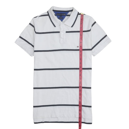 Tommy Hilfiger Men's White Slim Fit Striped Polo Shirt L