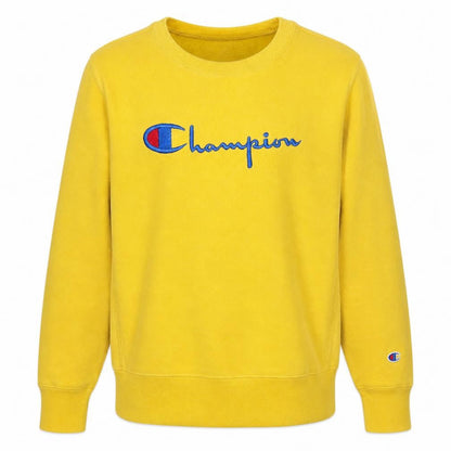 Champion Men's Yellow Reverse Weave Sweatshirt Small Crew Neck Pullover