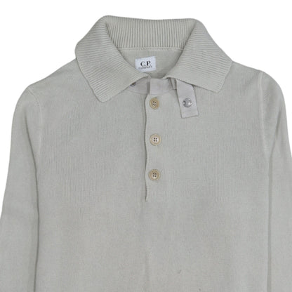 C.P. Company Men's Beige Cotton Henley Jumper Size M Classic Knit