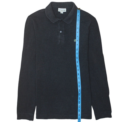 Lacoste Men's Black Slim Fit Long Sleeve Cotton Polo Shirt M