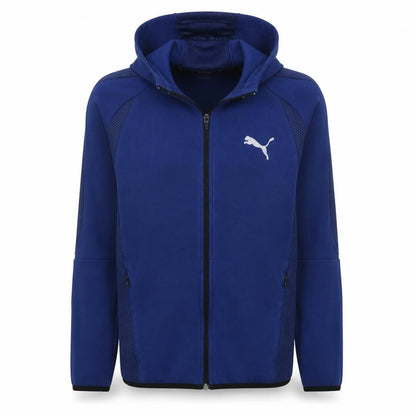 Front view of Puma Men's Blue Full Zip Hoodie, size S, Lightweight Sportswear