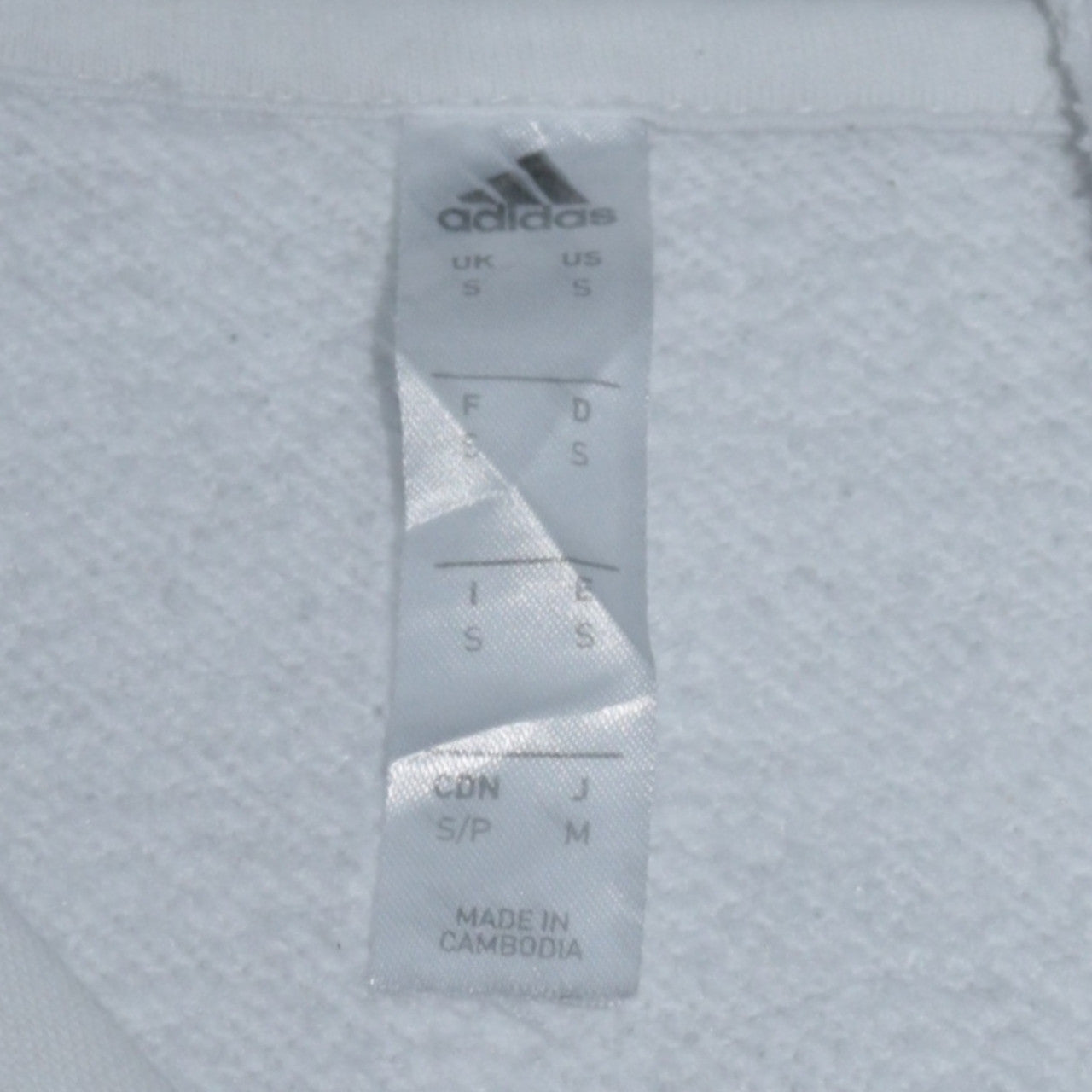 Mens UK Size S adidas White Pullover Hoodie
