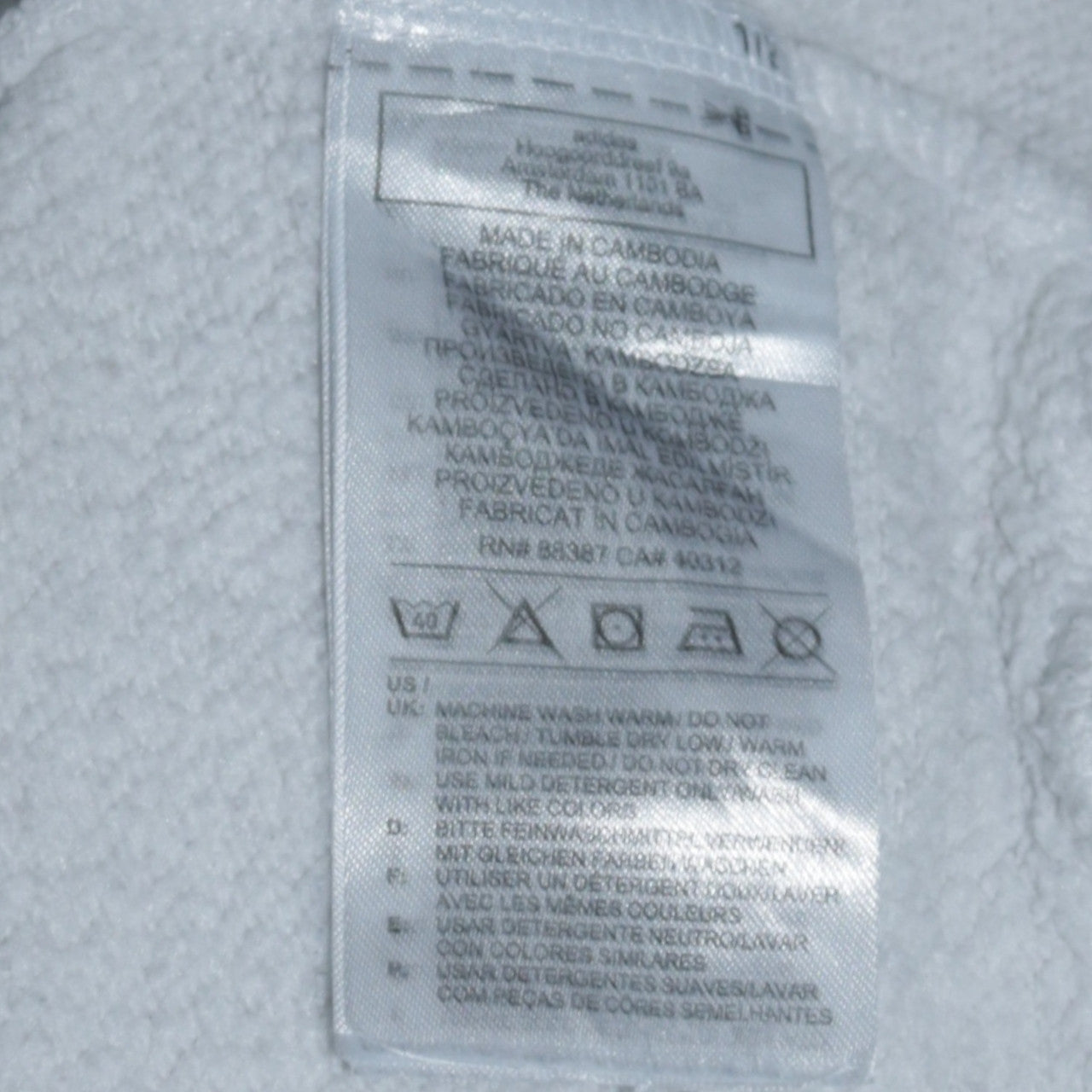 Mens UK Size S adidas White Pullover Hoodie