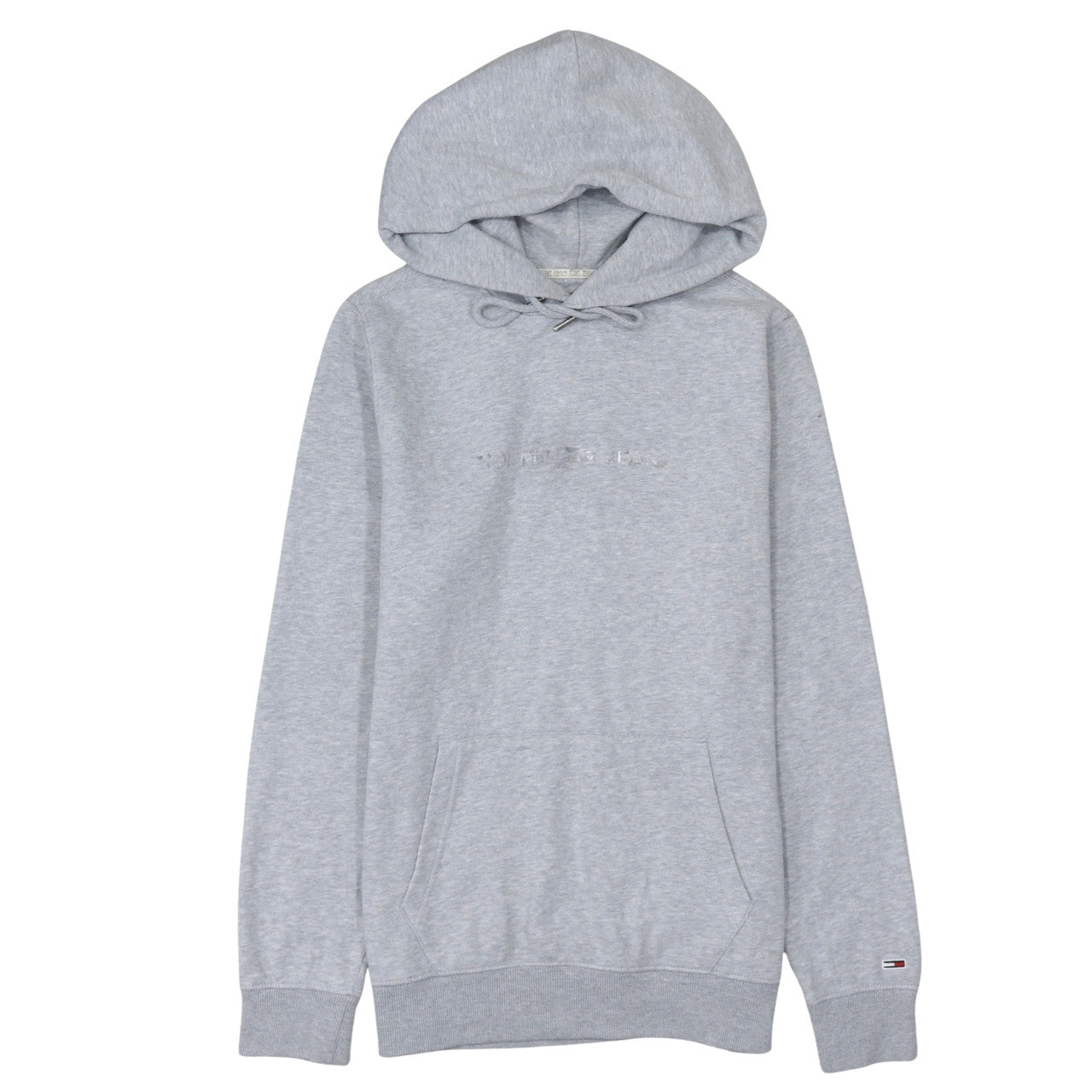 Tommy Jeans Men Grey Pullover Hoodie L Classic Logo Cotton Blend