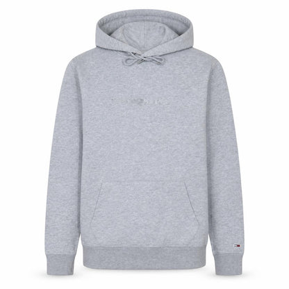 Tommy Jeans Men Grey Pullover Hoodie L Classic Logo Cotton Blend