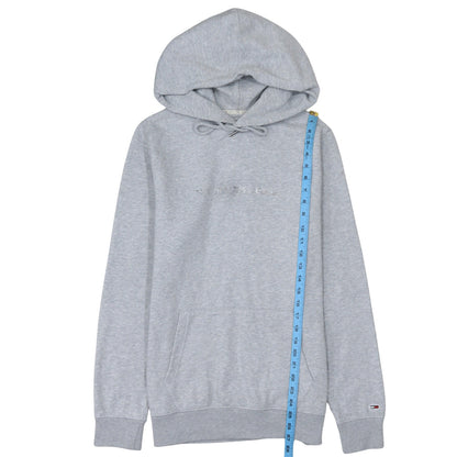 Tommy Jeans Men Grey Pullover Hoodie L Classic Logo Cotton Blend