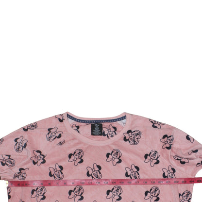 Disney Women’s Pink Minnie Mouse Velour Long Sleeve Nightshirt XL