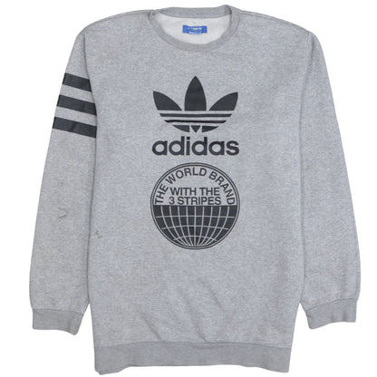 adidas Men's Grey Graphic Logo Pullover Sweatshirt M
