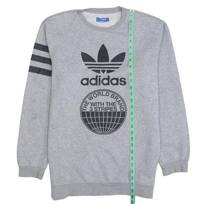 adidas Men's Grey Graphic Logo Pullover Sweatshirt M
