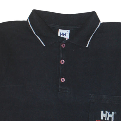 Helly Hansen Men's Black Cotton Polo Shirt L Short Sleeve