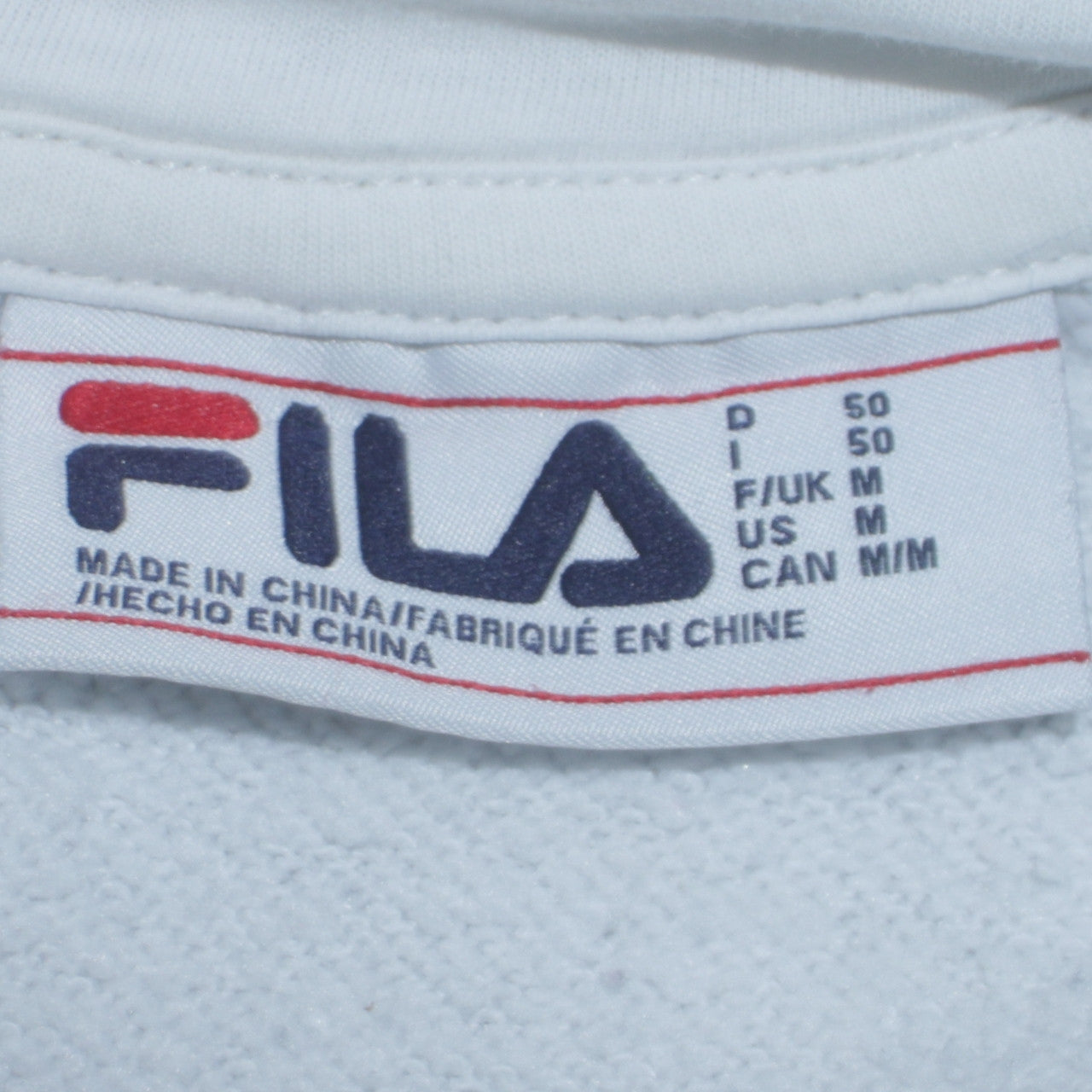Mens UK Size M FILA White Pullover Hoodie