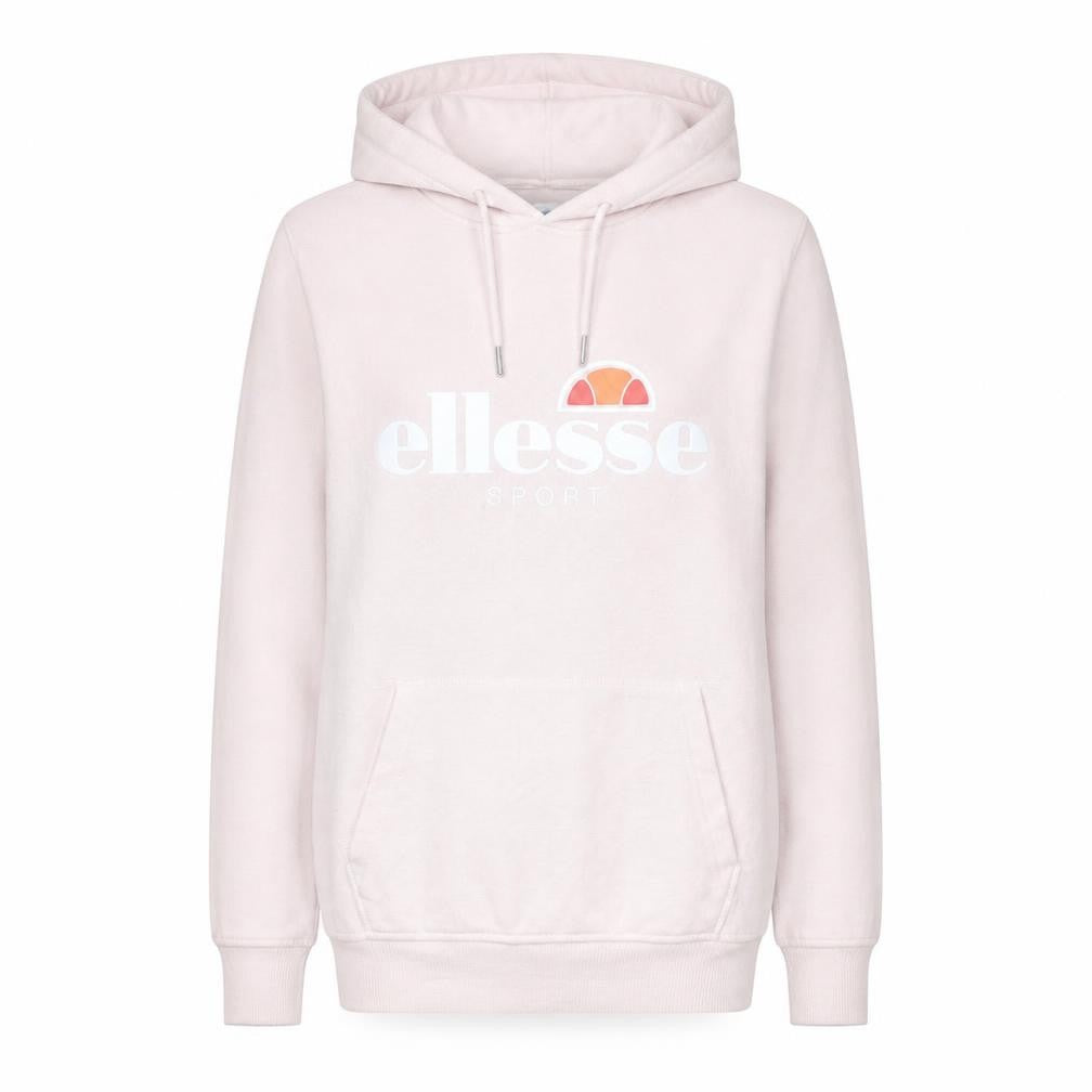 Front view of Ellesse Women's Pink Pullover Hoodie UK 8 Cotton Blend Logo Sportwear