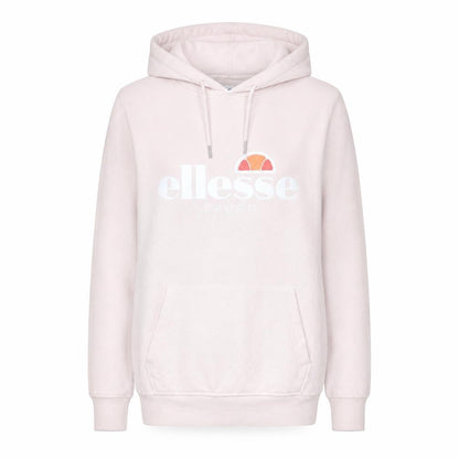 Front view of Ellesse Women's Pink Pullover Hoodie UK 8 Cotton Blend Logo Sportwear