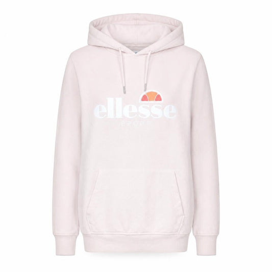 Front view of Ellesse Women's Pink Pullover Hoodie UK 8 Cotton Blend Logo Sportwear