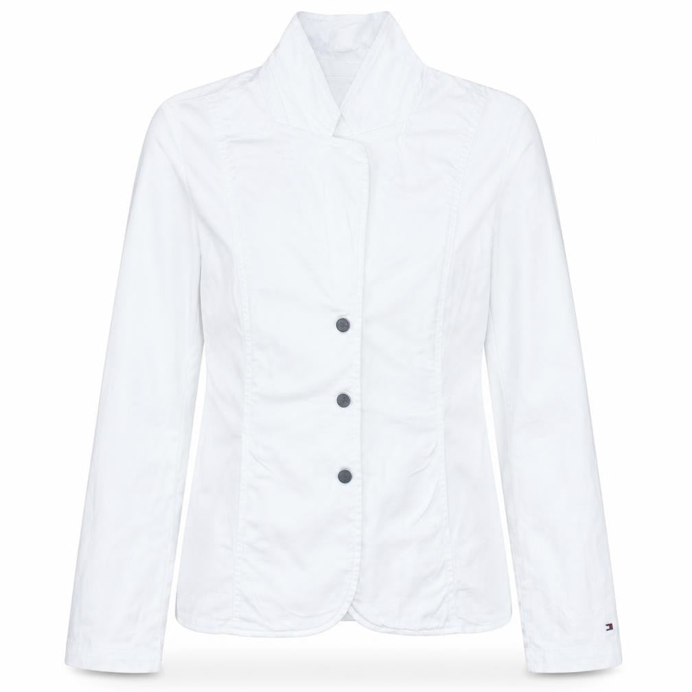 Tommy Hilfiger Women White Cotton Blend Blazer Jacket M