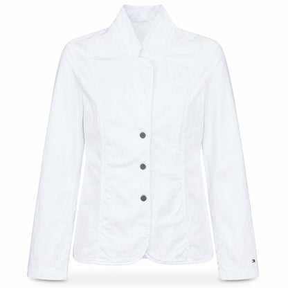 Tommy Hilfiger Women White Cotton Blend Blazer Jacket M
