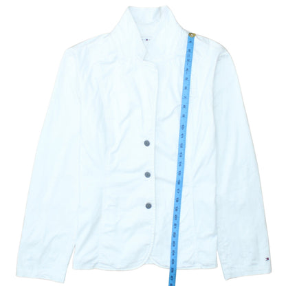 Tommy Hilfiger Women White Cotton Blend Blazer Jacket M
