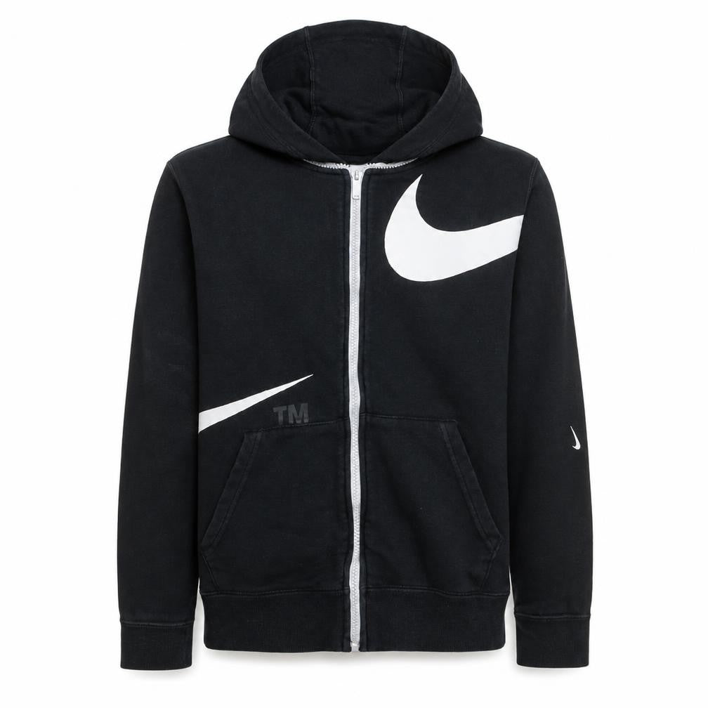 Front view of Nike boys’ black full zip hoodie xl 158-170cm hooded sweatshirt