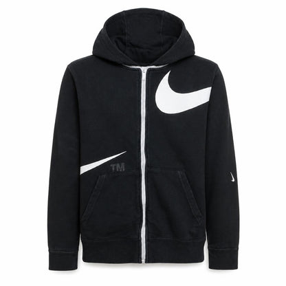 Front view of Nike boys’ black full zip hoodie xl 158-170cm hooded sweatshirt