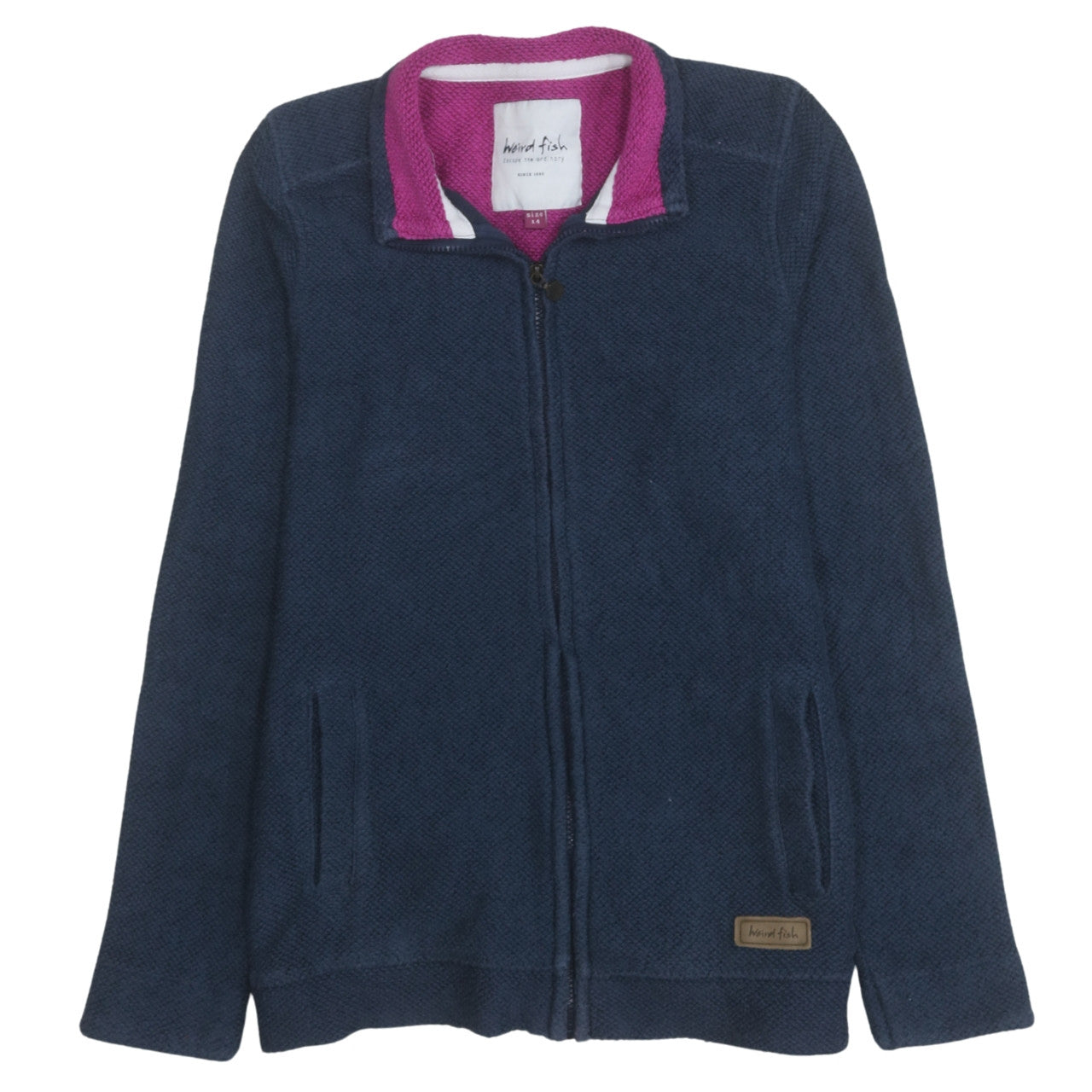 Womens UK Size 14 Weird Fish Blue Full Zip Sweatshirt