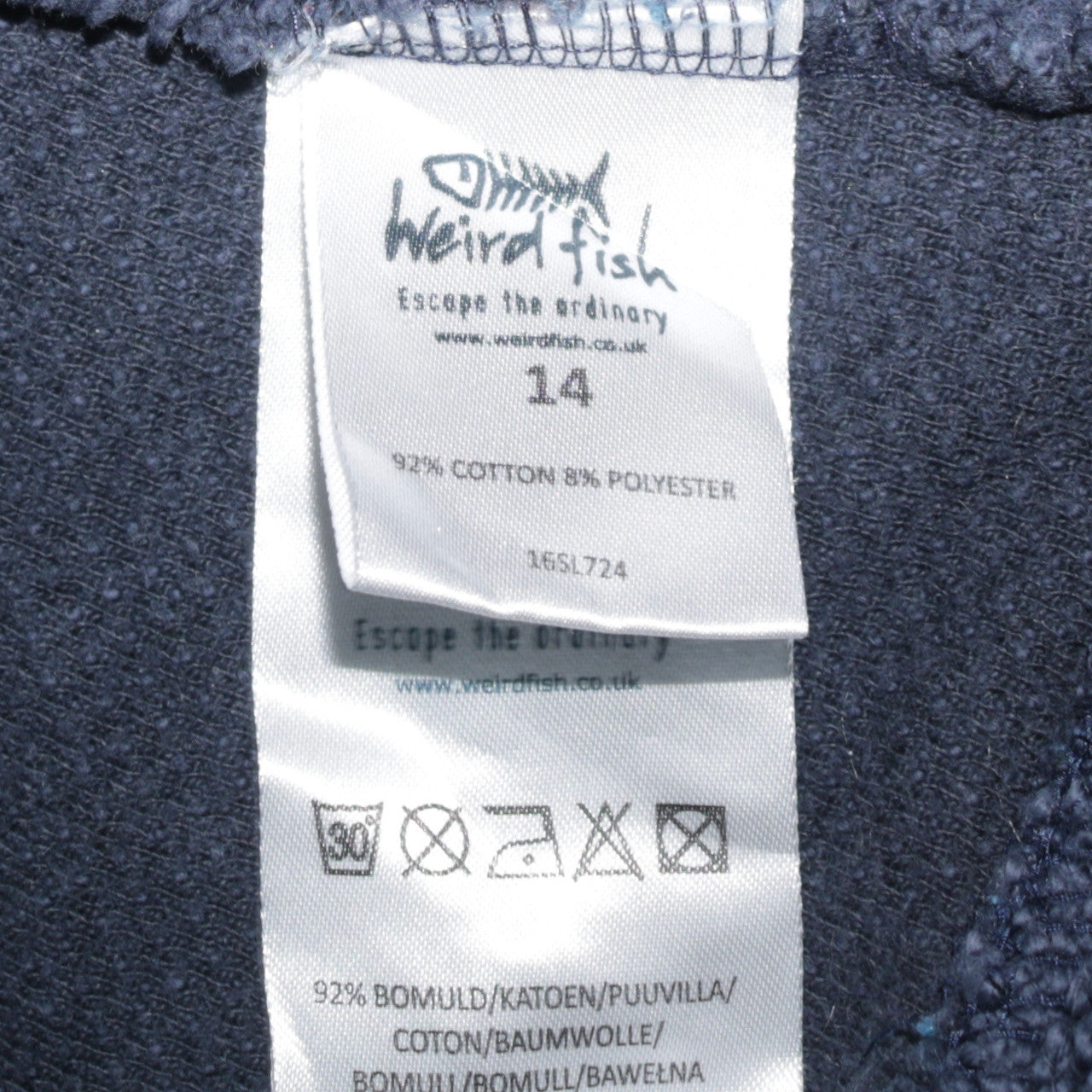 Womens UK Size 14 Weird Fish Blue Full Zip Sweatshirt