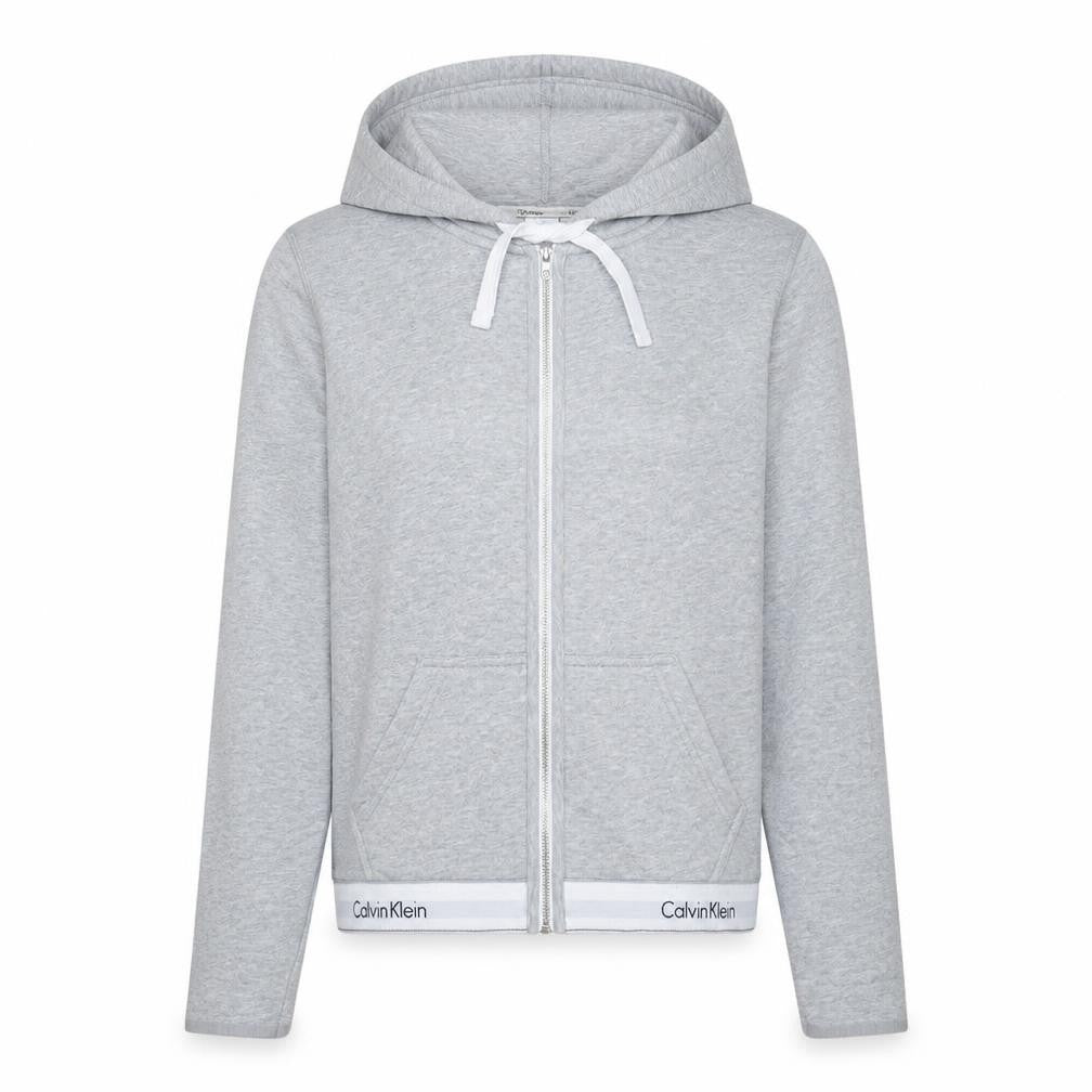 Calvin Klein Women’s Grey Full Zip Hoodie L Soft Cotton Blend