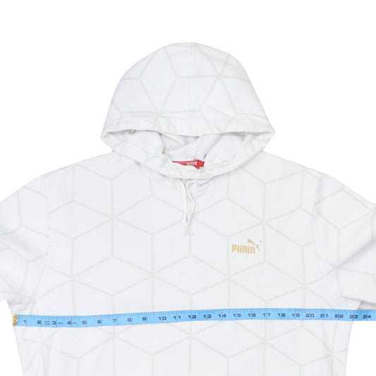 Puma Men's White Geometric Pullover Hoodie Size L
