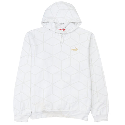 Puma Men's White Geometric Pullover Hoodie Size L