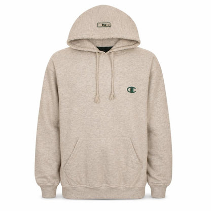 Champion Men's Beige Pullover Hoodie M Regular Fit Fleece Logo