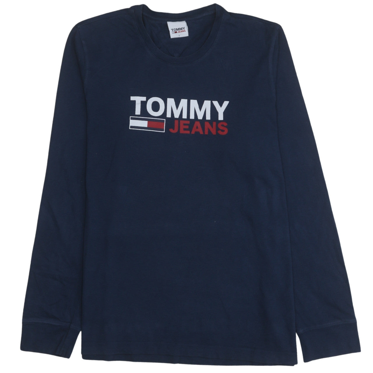 Tommy Jeans Mens Navy Long Sleeve Crew Neck Cotton T-Shirt L