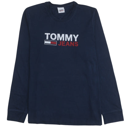 Tommy Jeans Mens Navy Long Sleeve Crew Neck Cotton T-Shirt L