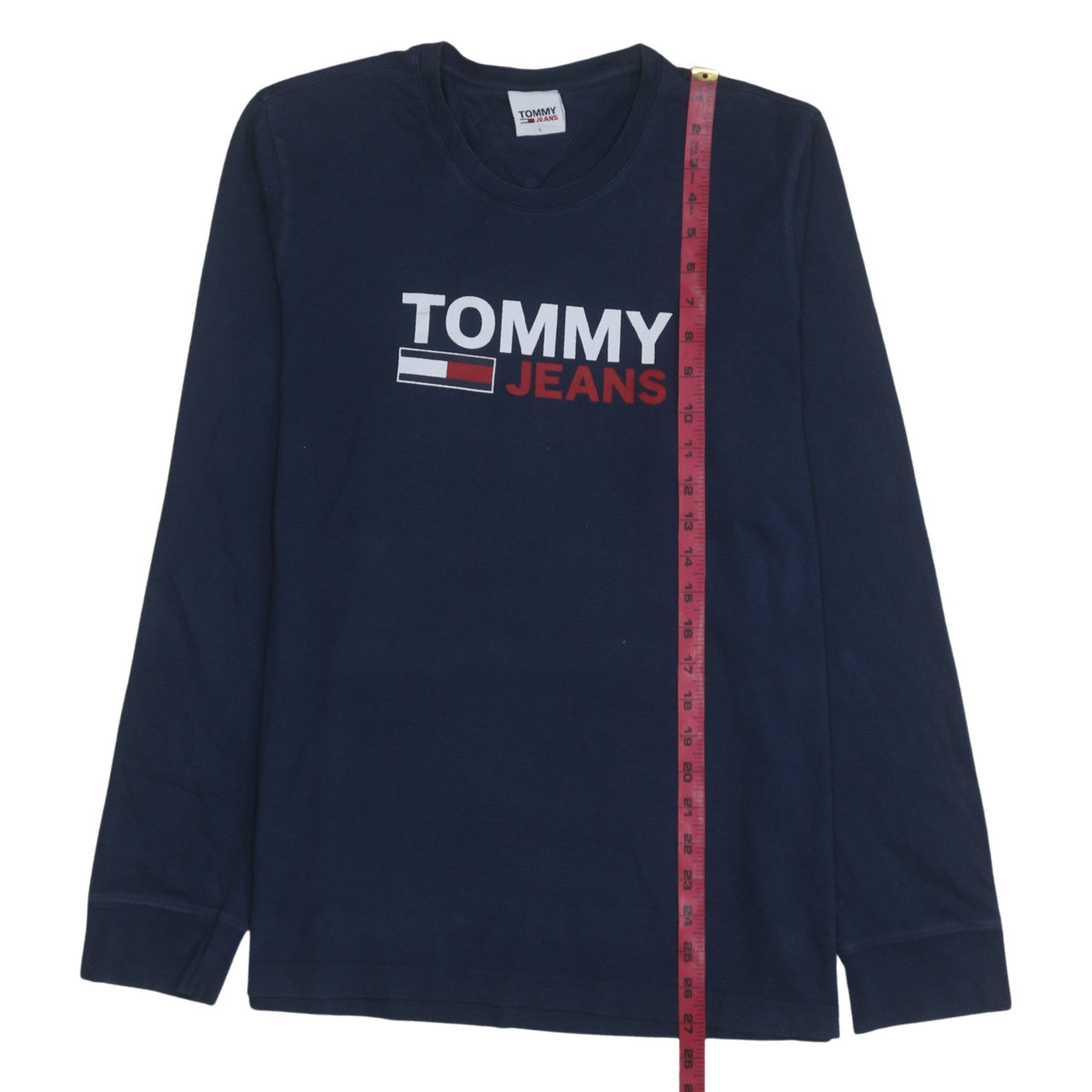 Tommy Jeans Mens Navy Long Sleeve Crew Neck Cotton T-Shirt L