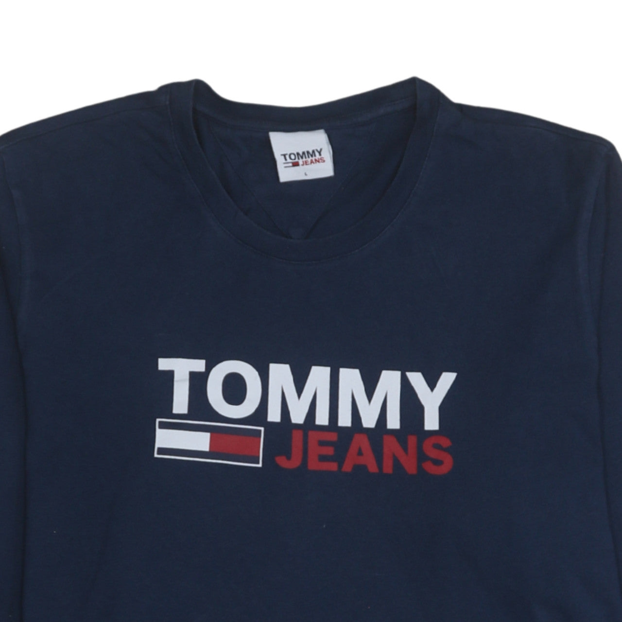 Tommy Jeans Mens Navy Long Sleeve Crew Neck Cotton T-Shirt L