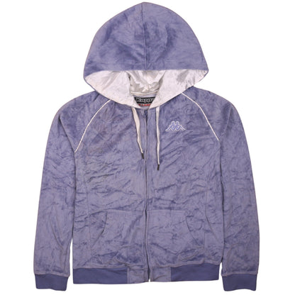 Kappa Girls Blue Full Zip Velour Hoodie XL Sequin Logo Hooded Top