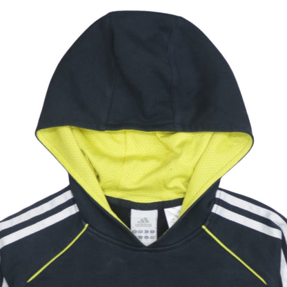 Adidas Boys Black Pullover Hoodie Size 11-12 Years Logo Striped Design