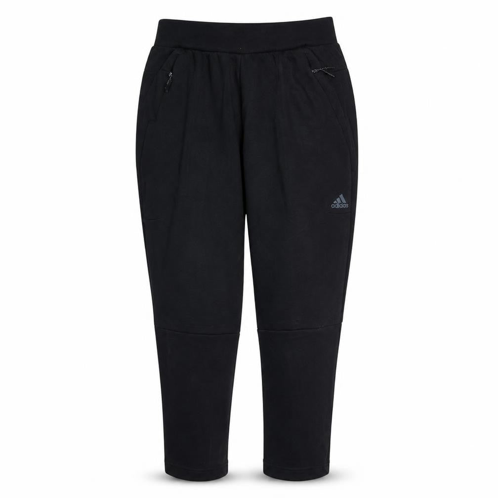Front view of Adidas women’s black jogger trousers l elastic waist pockets sports