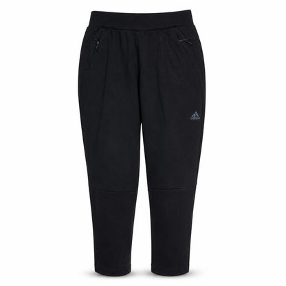 Front view of Adidas women’s black jogger trousers l elastic waist pockets sports
