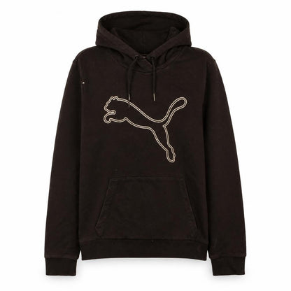 Puma Women's Black Pullover Hoodie L Logo Print Casual Sweatshirt