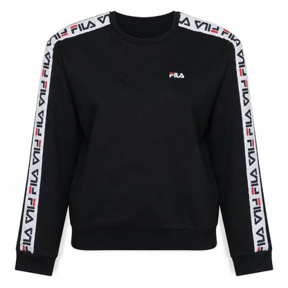 Fila Womens Black Logo Tape Crew Neck Sweatshirt Size M