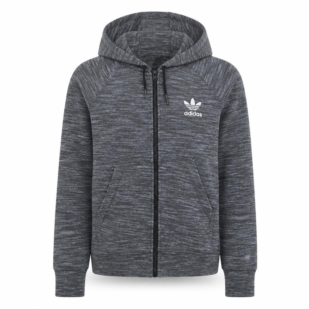 Front view of Adidas Women’s Grey Full Zip Hoodie XS - Hooded Sweatshirt