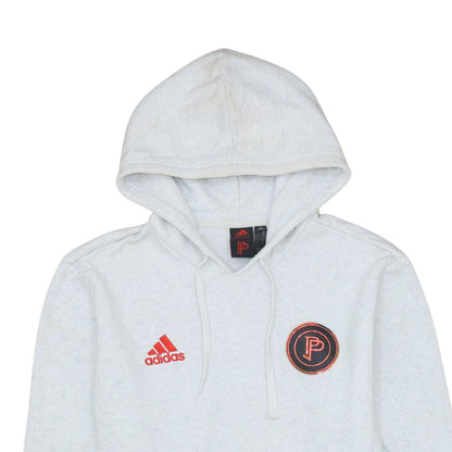 Adidas Men's Grey Pullover Hoodie Size M Sports Fleece Logo