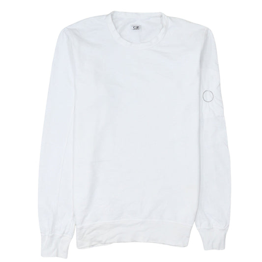 C.P. Company Men's White Long Sleeve Cotton Crew Neck T-Shirt Size L