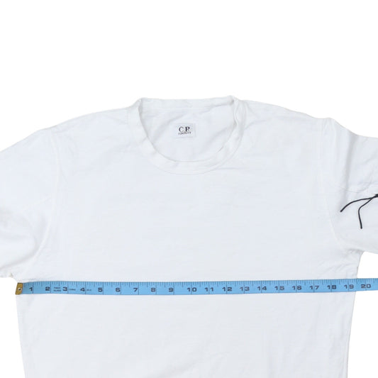 C.P. Company Men's White Long Sleeve Cotton Crew Neck T-Shirt Size L