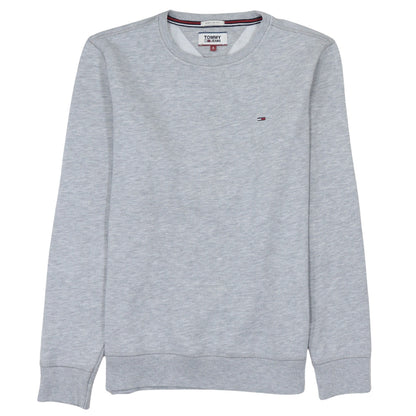 Tommy Jeans Men's Grey Regular Fit Cotton Crew Neck Sweatshirt Size S