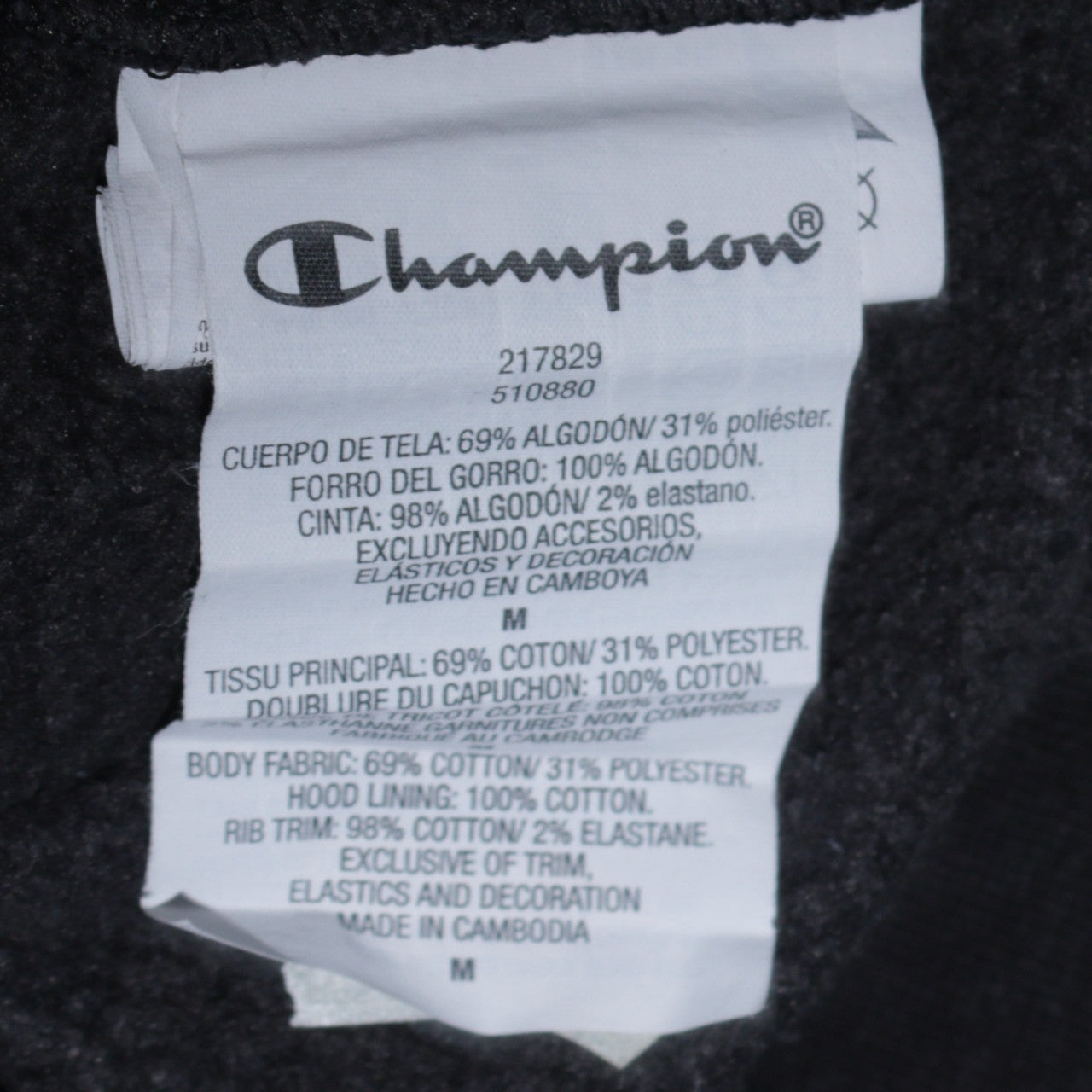 Mens UK Size M Champion Black Pullover Hoodie