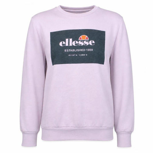 Front view of Ellesse women’s pink crew neck logo sweatshirt, size M
