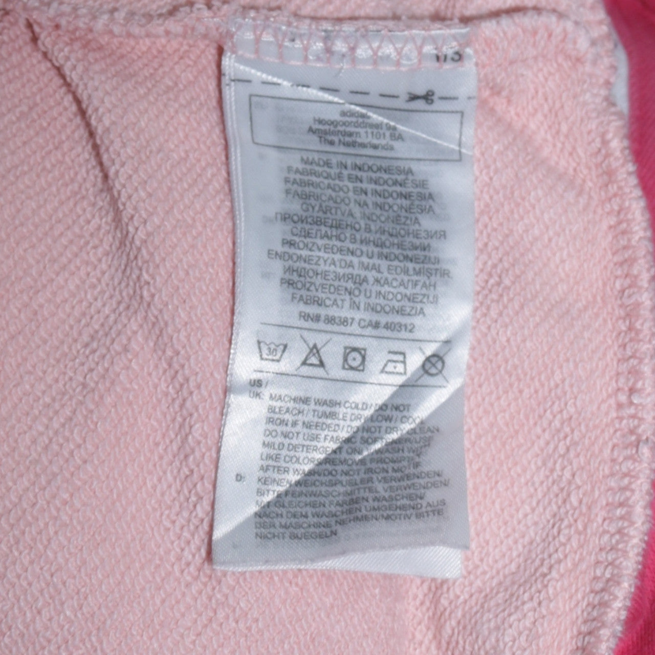 Adidas Girls Pink Colourblock Logo Pullover Hoodie Size 13-14 Years